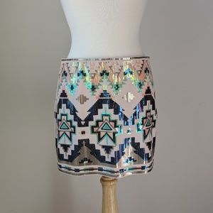 Aztec-print Sequin Skirt by Express
